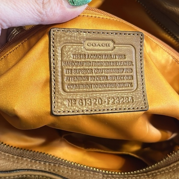 Coach Park Leather Carrie Tote - brass and sand colors with orange interior - Picture 8 of 9